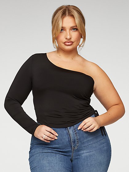 Plus Size Shay One Shoulder Side Ruched Top - Fashion To Figure