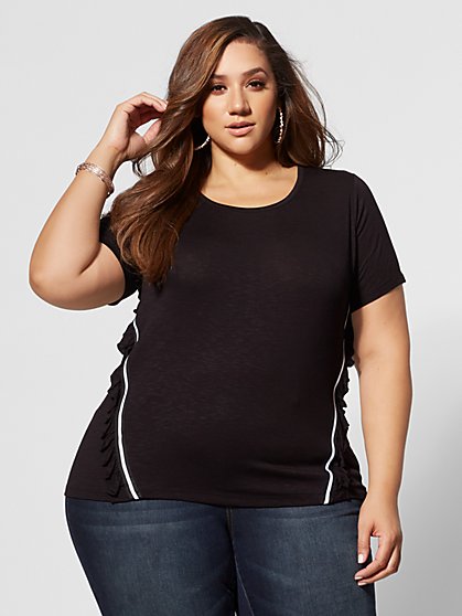 Plus Size Shayla Ruffle-Detail Tee - Fashion To Figure