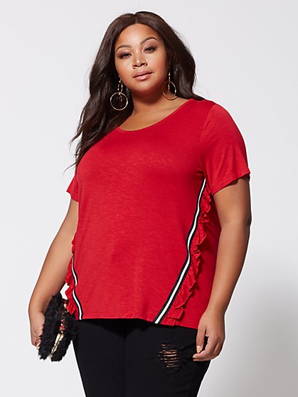 Plus Size Shayla Ruffle-Detail Tee - Fashion To Figure