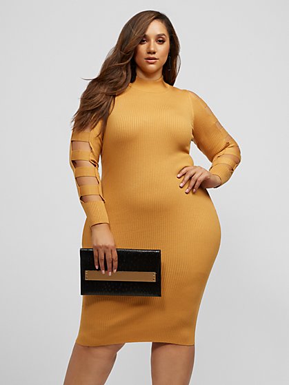 Plus Size Shellee Cut-Out Sleeve Sweater Dress - Fashion To Figure