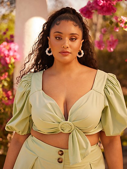 Plus Size Shelley Puff Sleeve Crop Top - Fashion To Figure