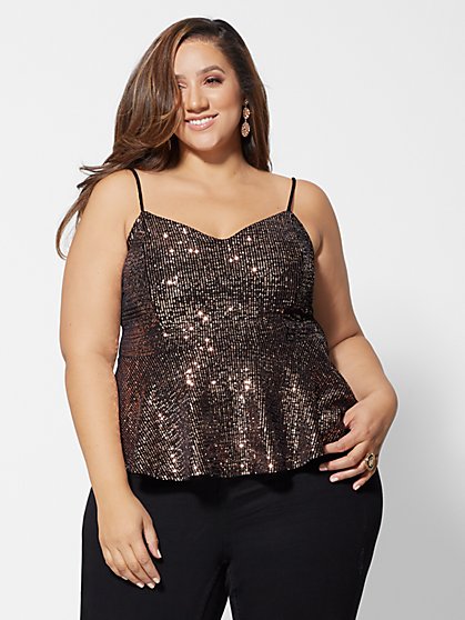 Plus Size Shelly Sequin Peplum Top - Fashion To Figure