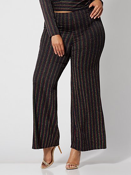 Plus Size Shonda Glitter Striped Pants - Fashion To Figure