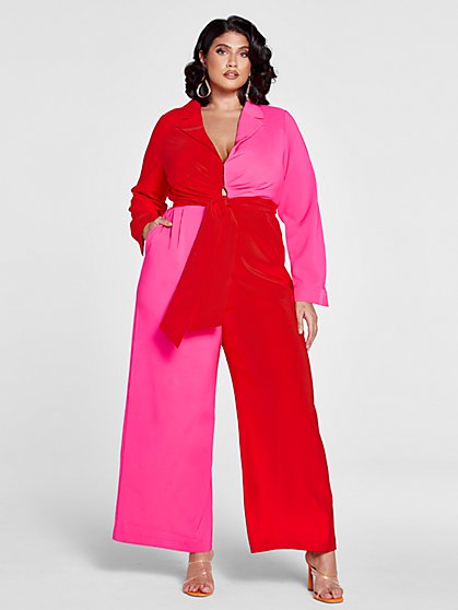 Plus Size Showing Up Showing Out Colorblock Jumpsuit - Patrick Starrr x FTF - Fashion To Figure