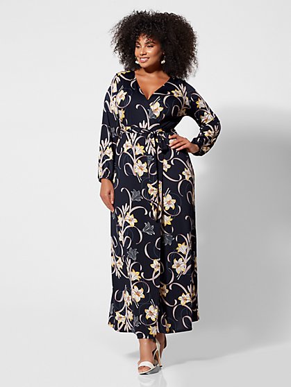 Plus Size Signature - Sophia Floral Wrap Maxi Dress - Fashion To Figure