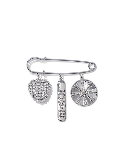 Plus Size Silver-Tone Charm Pin - Fashion To Figure