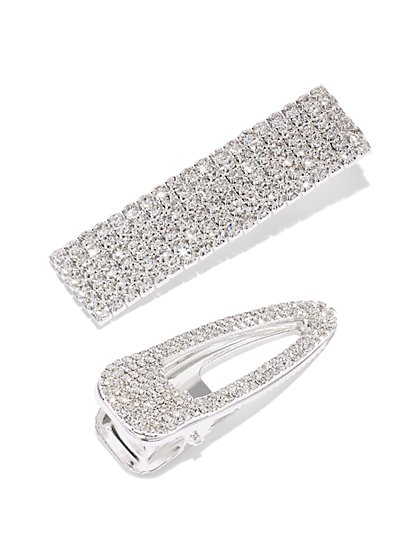 Plus Size Silver-Tone Rhinestone Hairclip Set - Fashion To Figure