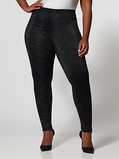 Plus Size Snake Print Ponte Pants - Fashion To Figure