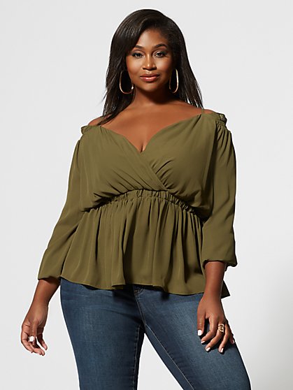 Plus Size Solange Cold Shoulder Peplum Top - Fashion To Figure