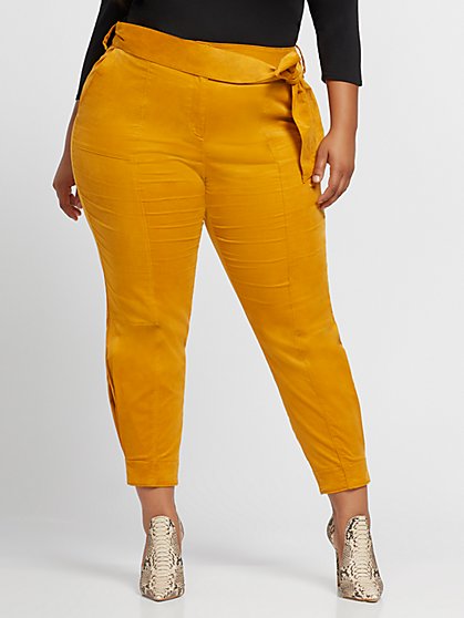 Plus Size Soleil Belted Pleat Detail Pant - Fashion To Figure