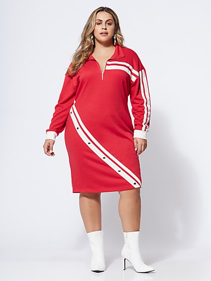 Plus Size Sporty Zip Dress - Fashion To Figure
