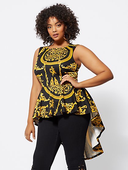Plus Size Status-Print Peplum Top - Fashion To Figure