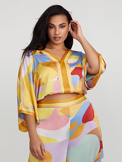 Plus Size Stela Camo Print Kimono Top - Gabrielle Union x FTF - Fashion To Figure