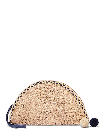Plus Size Straw Pom-Pom Clutch - Fashion To Figure