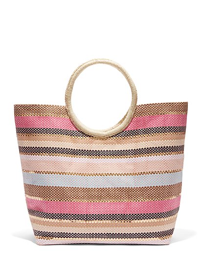 Plus Size Striped Beach Tote Bag - Fashion To Figure
