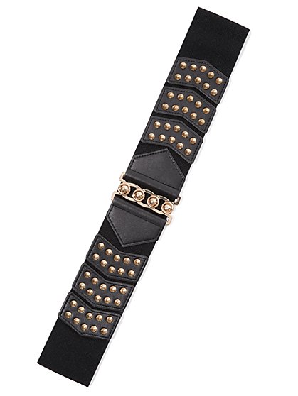 Plus Size Studded Black Stretch Belt - Fashion To Figure