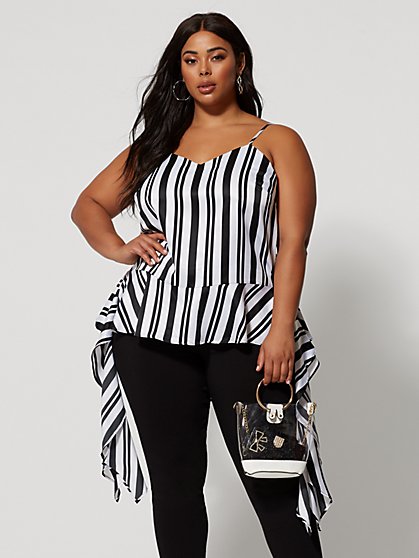 Plus Size Tailynn Stripe Drape Tank - Fashion To Figure