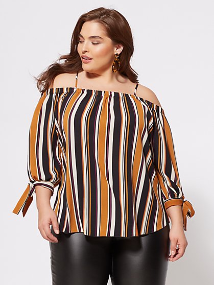 Plus Size Talullah Cold-Shoulder Blouse - Fashion To Figure
