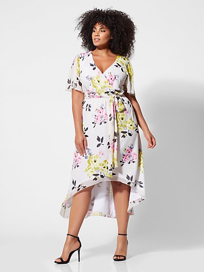 Plus Size Tamara Floral Wrap Dress - Fashion To Figure