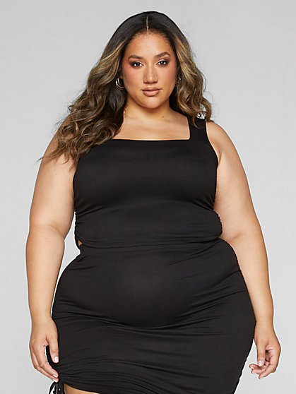 Plus Size Tamela Side Ruched Knit Tank Top - Fashion To Figure