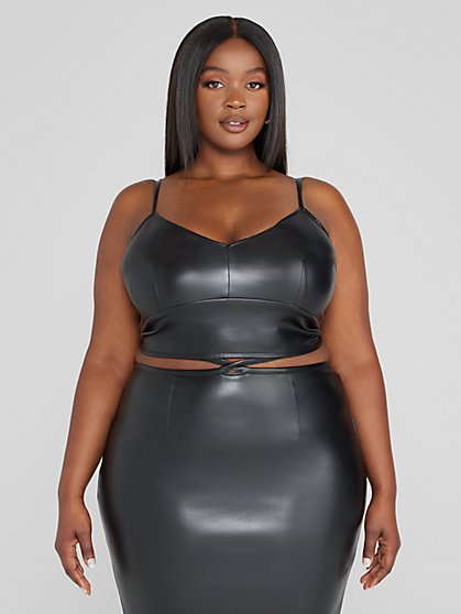 Plus Size Tami Leather Look Cropped Tank Top - Fashion To Figure