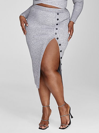 Plus Size Tamra Marled Ribbed Knit Skirt - Fashion To Figure