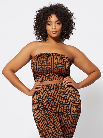 Plus Size Taraji Geo-Print Tube Top - Fashion To Figure