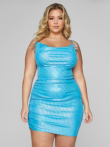 Plus Size Tatiana Ruched Shimmer Dress - Fashion To Figure