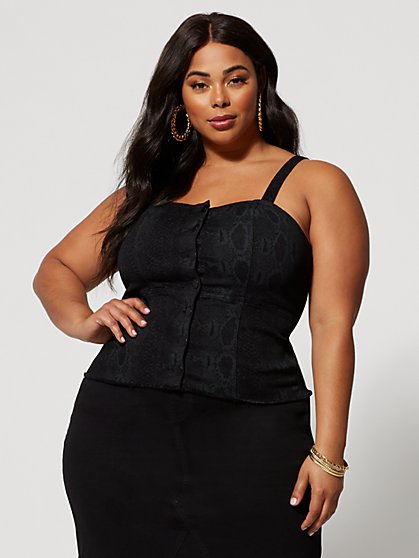 Plus Size Tatianna Snake Print Denim Tank - Fashion To Figure