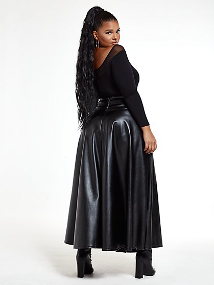 plus size maxi leather skirt