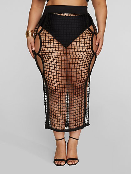 Plus Size Thalia Crochet Cutout Skirt Cover-up - Fashion To Figure