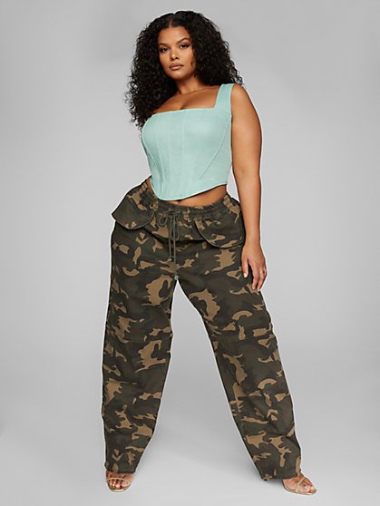 Plus Size Theia Camo Relaxed Fit Pants - Leslie Sidora x FTF - Fashion To Figure