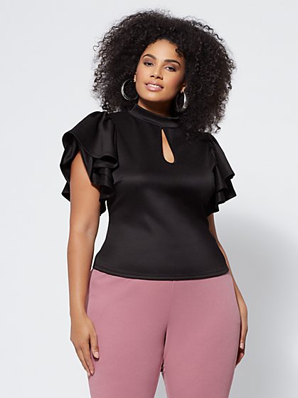 Plus Size Theresa Flutter-Sleeve Top - Fashion To Figure