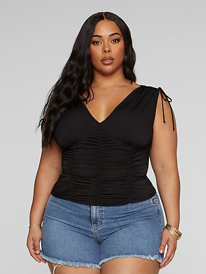 Plus Size Tiana Ruched Sleeveless Top - Fashion To Figure