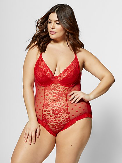 Plus Size Tiffany Lace Lingerie Bodysuit - Fashion To Figure