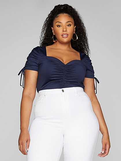 Plus Size Tori Ruched Front Bodysuit - Fashion To Figure