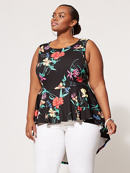 Plus Size Tropical Peplum Top - Fashion To Figure