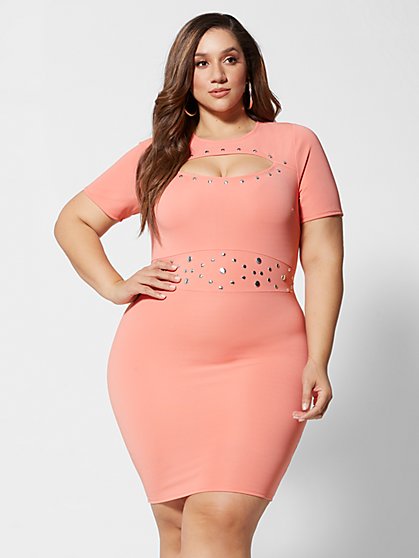 Plus Size Tyra Studded Keyhole Bodycon Dress - Fashion To Figure