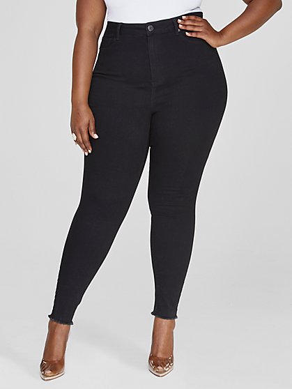 Plus Size Ultra High Rise Black Skinny Jeans - Tall Inseam - Fashion To Figure