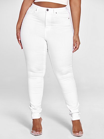 Plus Size Ultra High Rise Skinny Jeans with Cutout Waist - Fashion To Figure