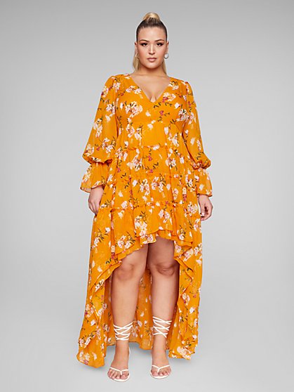 Plus Size Valeria Hi-Low Floral Print Maxi Dress - Fashion To Figure