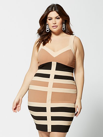 Plus Size Vanessa Colorblock Bodycon Dress - Fashion To Figure