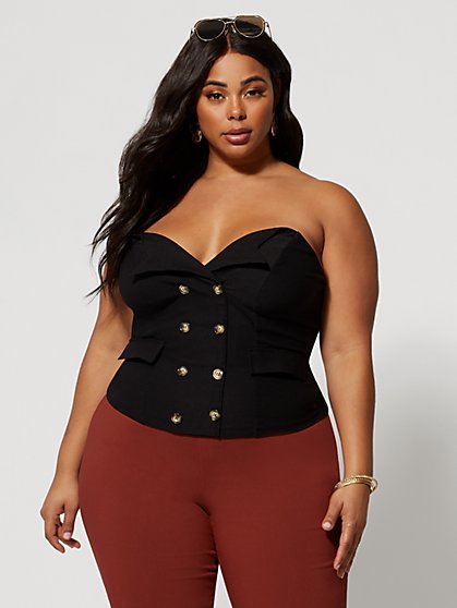 Plus Size Verena Button-Detail Bustier - Fashion To Figure