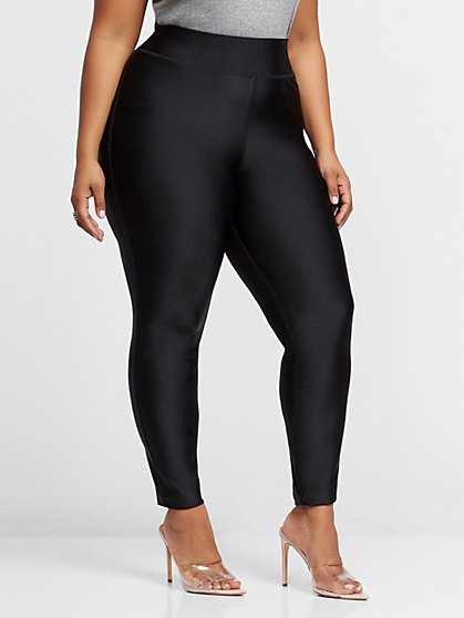 Plus Size Vienna Shiny Black Leggings - Fashion To Figure