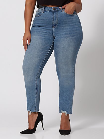 Plus Size Vintage Wash High-Rise Straight Leg Jeans - Fashion To Figure