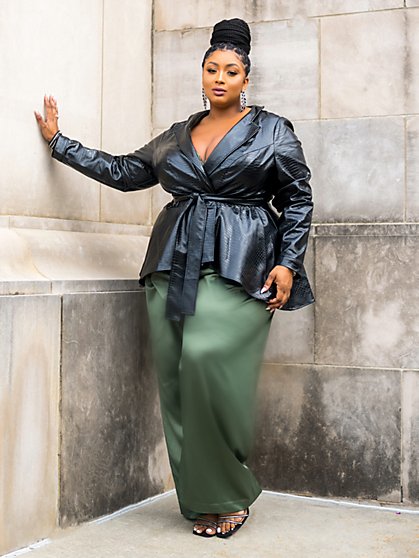 Plus Size Viper Faux Leather Peplum Jacket - FTF LAB 007: Nzinga Imani - Fashion To Figure