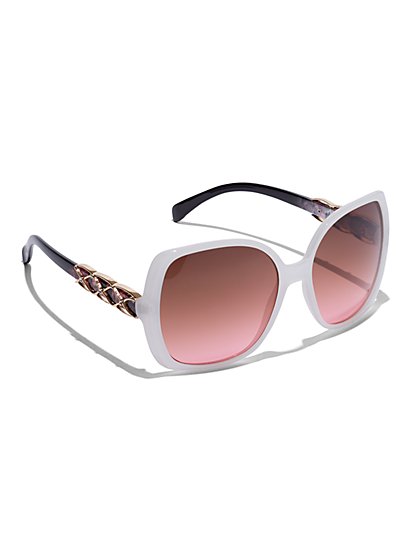 Plus Size White Chain Side Sunglasses - Fashion To Figure