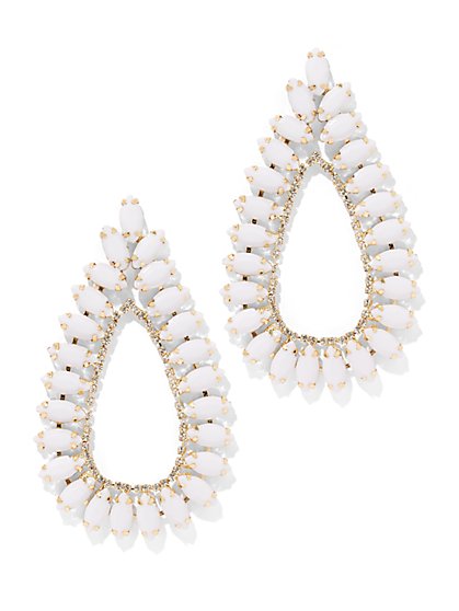 Plus Size White Tear Drop Statement Earring - Fashion To Figure