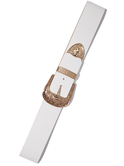Plus Size White Western Buckle Belt - Fashion To Figure