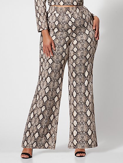 Plus Size Willow Snake-Print Flare Pants - Fashion To Figure